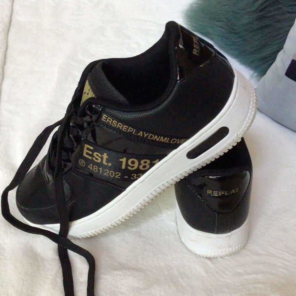 Replay love denim trainers, black, worn once 39 - Picture 2 of 8